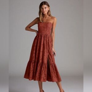 Azazie Delphina Strapless Rust Dress